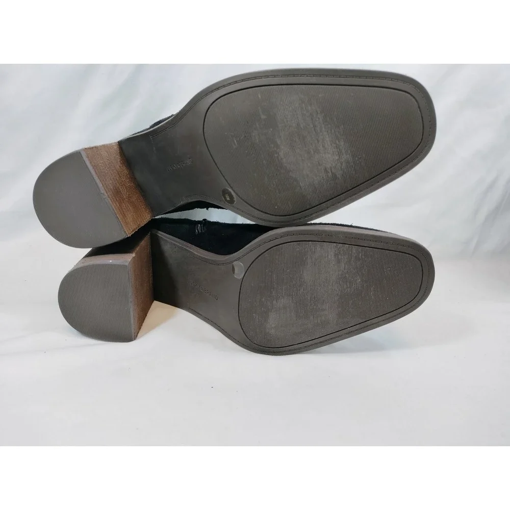 Lucky Brand Pinkton Black Suede Ankle Boots w/Block Heel & Side Zip‎